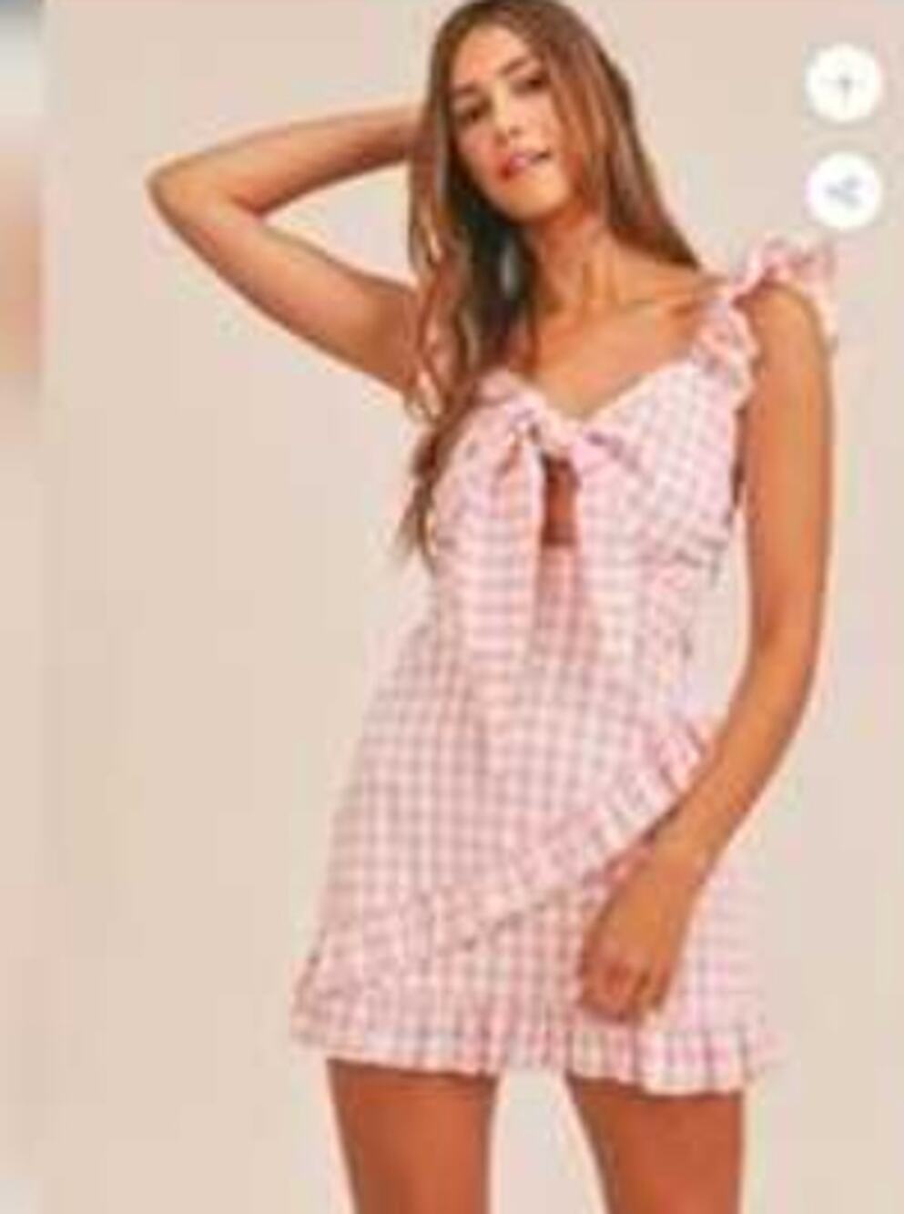 Mable Lyla Pink and White Gingham Seersucker Mini Sundress sze S
